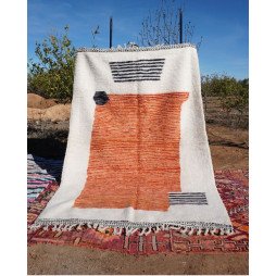 Tapis Berbère Moderne au Design Abstrait - Terracotta et Noir
