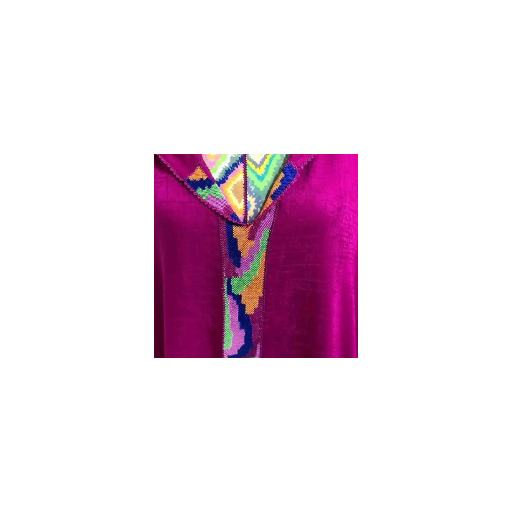 Jellaba Fuchsia à Sfifa Randa Multicolore Jellaba Fuchsia à Sfifa Randa Multicolore