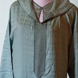 Jellaba Vert Olive  Élégance Discrète & Randa Artisanale