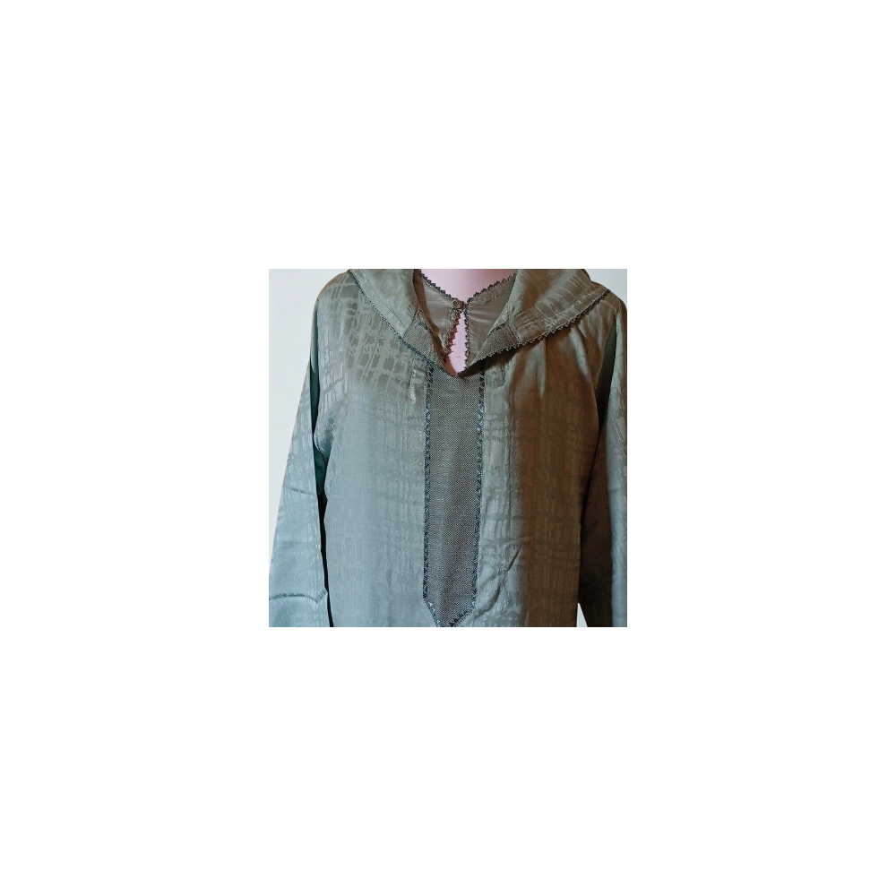 Jellaba Vert Olive  Élégance Discrète & Randa Artisanale