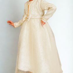 Robe Caftan Fille Modèle Cérémonie en Tissu Doré