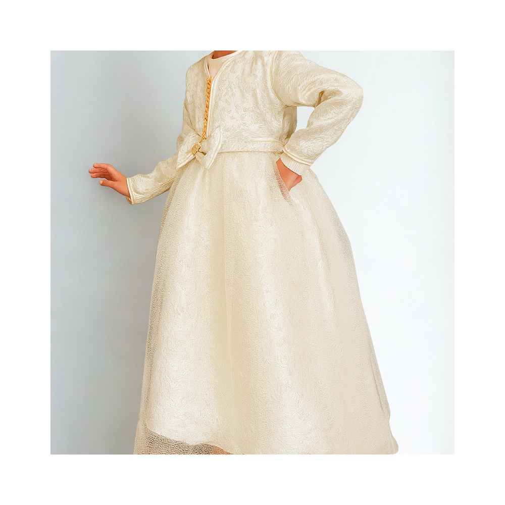 Robe Caftan Fille Modèle Cérémonie en Tissu Doré Robe Caftan Fille Modèle Cérémonie en Tissu Doré