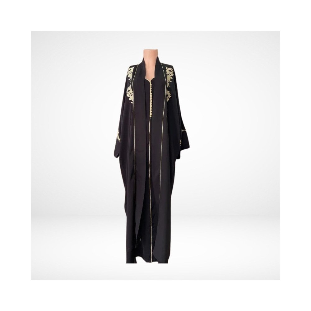 Jellaba Prestige Noire avec Broderies Ivoire Jellaba Prestige Noire avec Broderies Ivoire