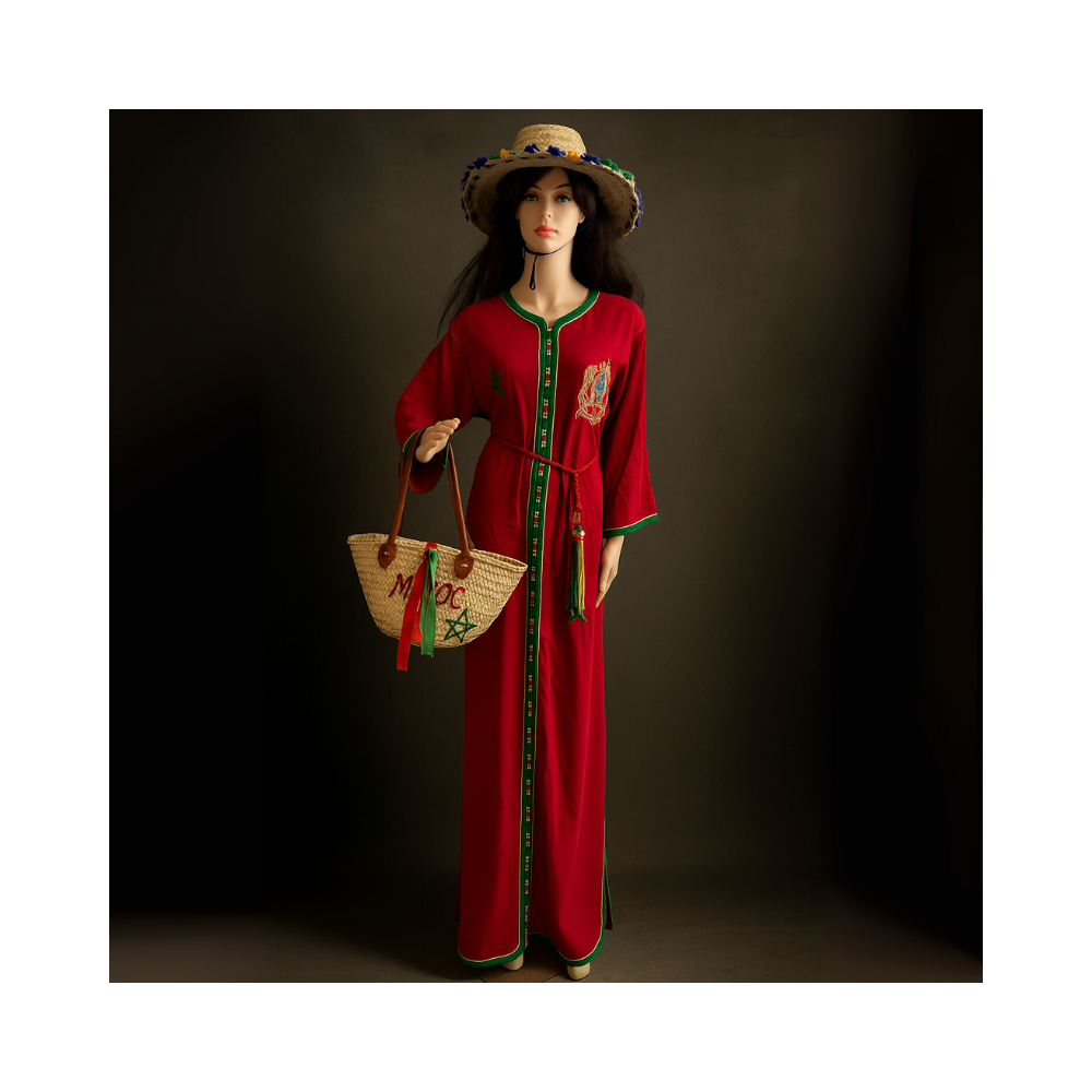 Caftan Marocain Rouge – Édition Spéciale Patriote Caftan Marocain Rouge – Édition Spéciale Patriote