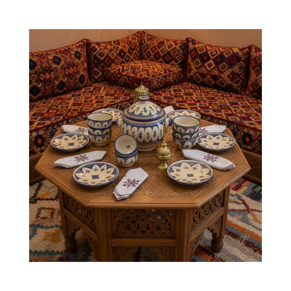Service Marocain Traditionnel en Céramique Peinte – Élégance Artisanale