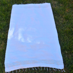 plaid marocain tissée en coton blanc/doré