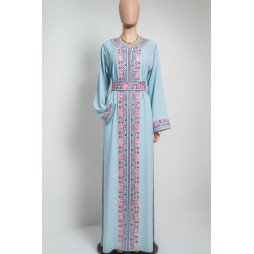 Takchita en crêpe bleu ciel