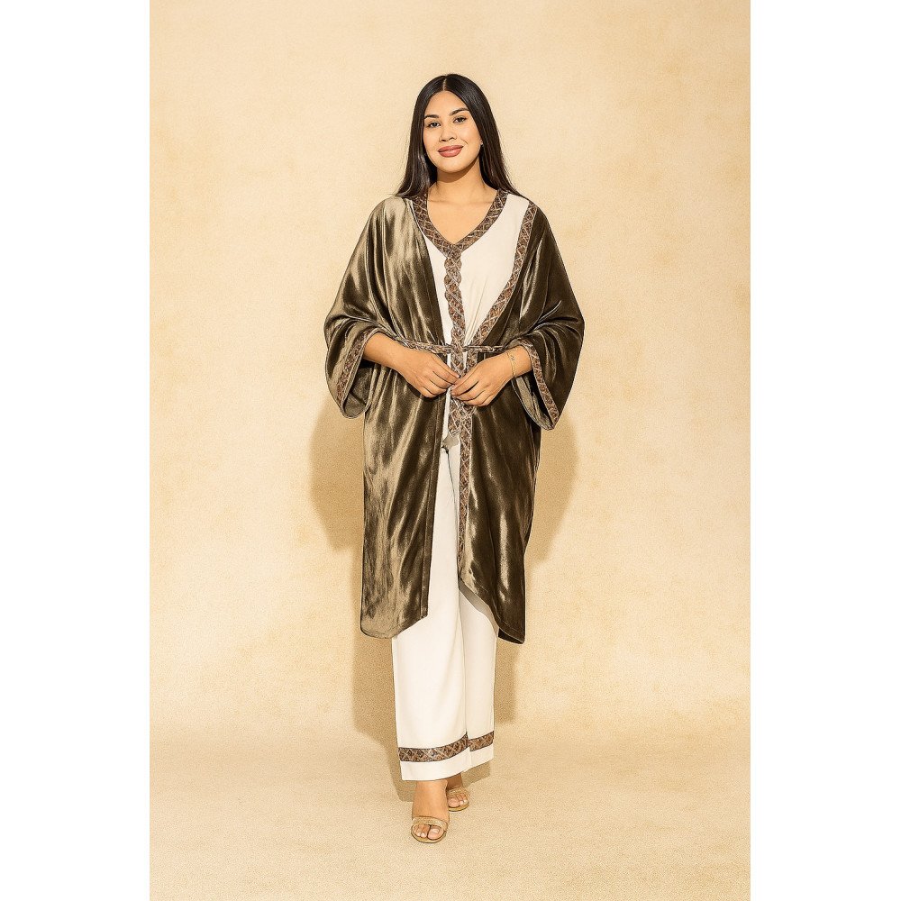 Tenue marocaine moderne en velours – Élégance et raffinement Tenue marocaine moderne en velours – Élégance et raffinement