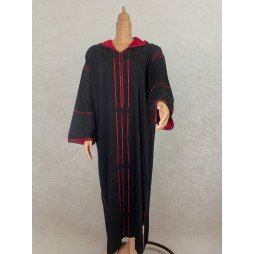 Jellaba en crêpe avec sfifa et barchman rouge