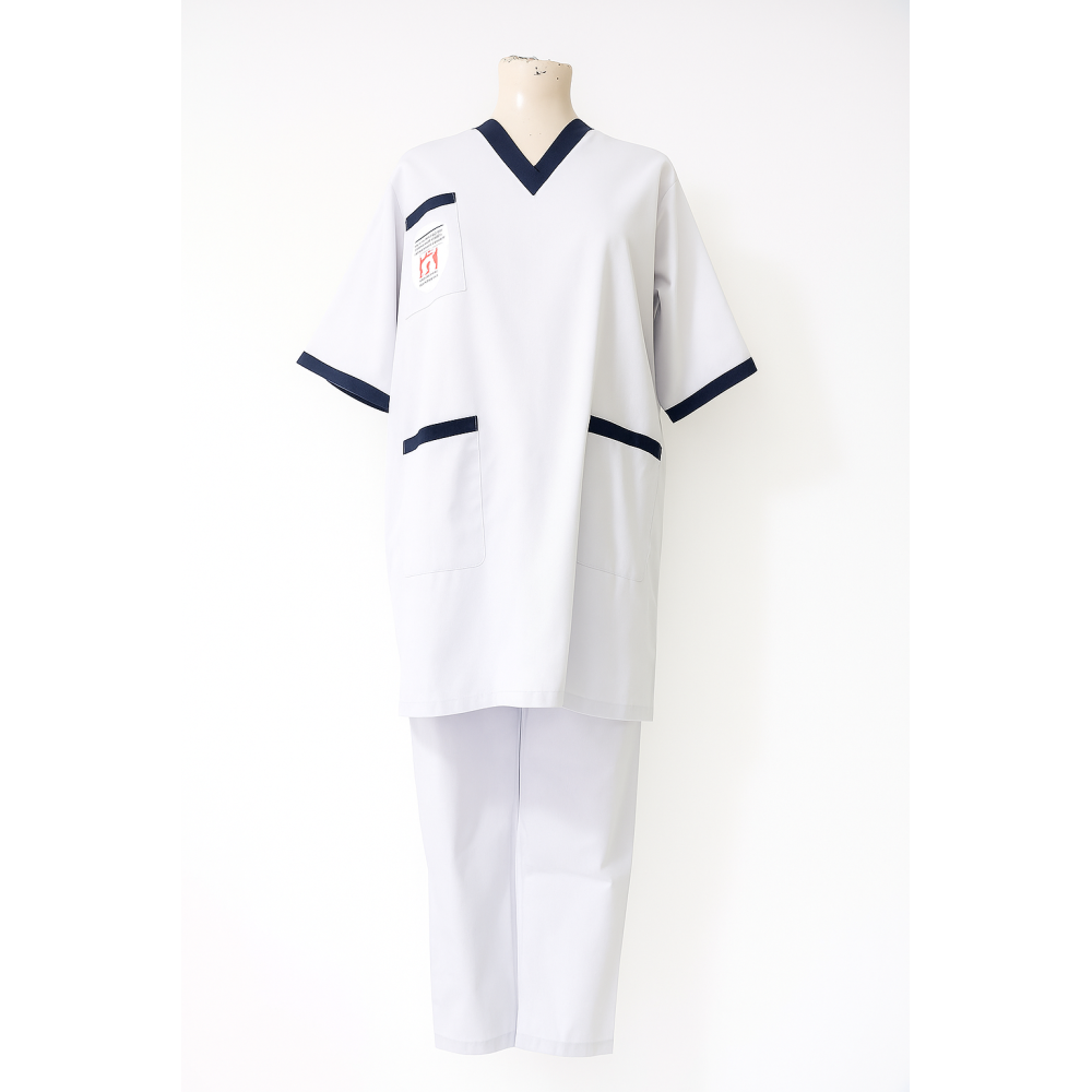 Tenue médicale professionnelle unisexe – Blanc & Bleu Marine Tenue médicale professionnelle unisexe – Blanc & Bleu Marine