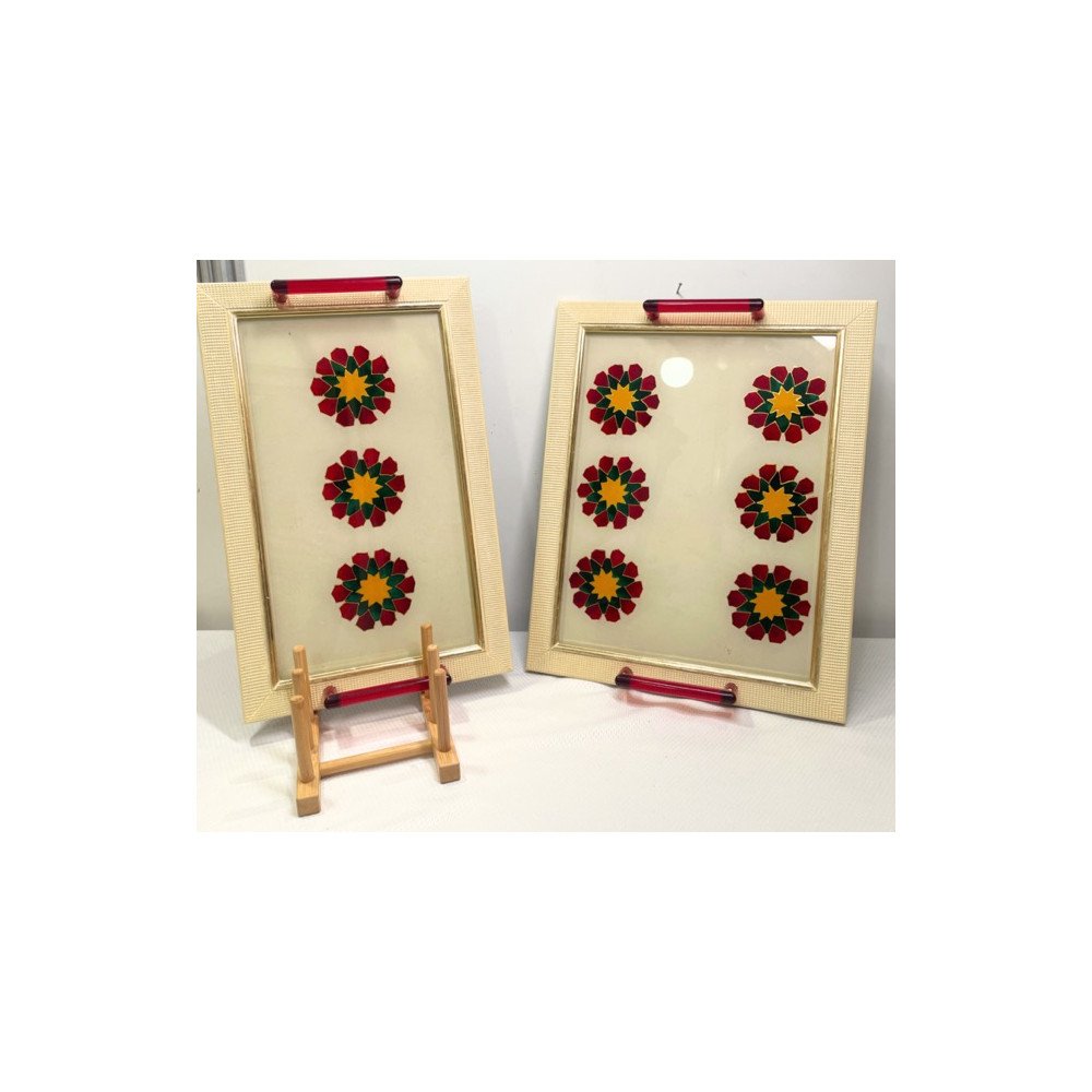 Plateau décoratif en verre – Motif rosace marocaine Plateau décoratif en verre – Motif rosace marocaine