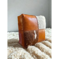 Boîte de rangement en cuir et peau